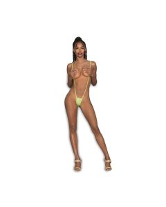 Jeweled Black Light Dancewear Panty Sling Neon Lime O/S