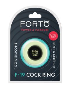 Forto F-19 Two Tone Liquid Silicone Cock Ring - Black/Glow in the Dark