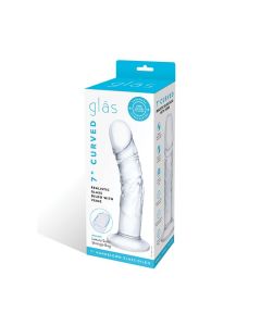 Glas 7" Realistic Curved Glass Dildo w/Veins - Clear