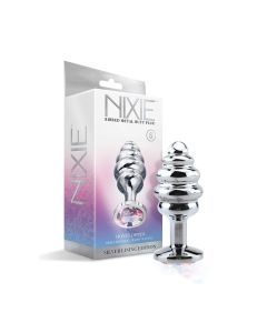Nixie Honey Dipper Ribbed Metal Rainbow Jeweled Butt Plug - Small