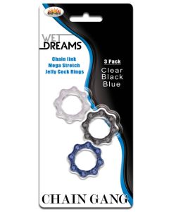 Wet Dreams Chain Gang Cock Rings - Asst. Pack of 3