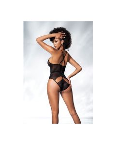 Mesh Cut Out Strappy Bodysuit  Black