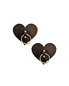 Neva Nude After Midnight Glitter Hoop Heart Pasties - Black O/S