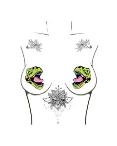 Neva Nude Black Light  Dinosaur Pasties - Green O/S