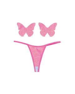 Neva Nude Naughty Knix Bella Rosa Shimmer G-String & Pasties - Soft Pink O/S