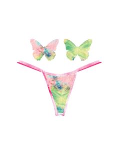 Neva Nude Naughty Knix Rainbow Sherbet Velvet G-String & Pasties - (Color Varies) Multi  O/S