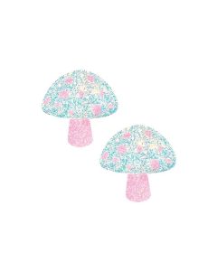 Neva Nude Black Light Glitter Shroom Pasties - Pink/White O/S