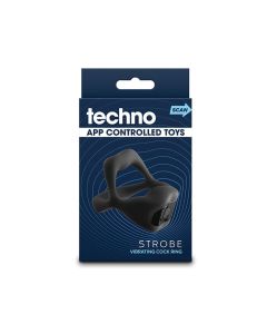 Techno Strobe App Controlled Vibrating Cock Ring - Black