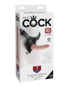 King Cock Strap On Harness w/7" Cock - Flesh