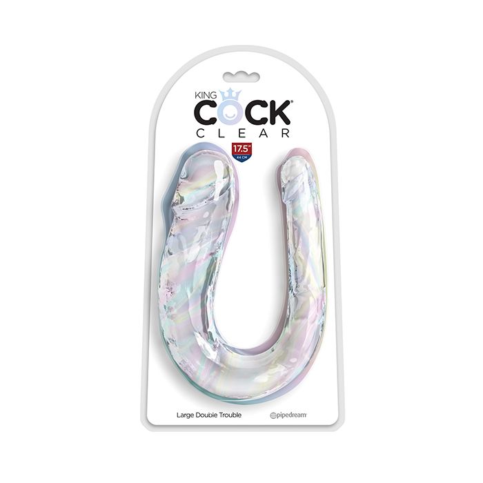 King Cock Clear Large Double Trouble Dildo - Clear
