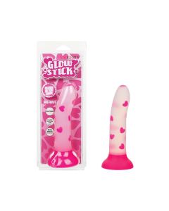 Glow Stick Heart Suction Cup Glow-in-the-Dark Dildo - Pink