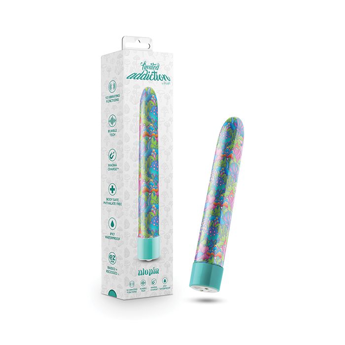 Blush Limited Addiction Utopia 7" Rechargeable Vibe - Aqua