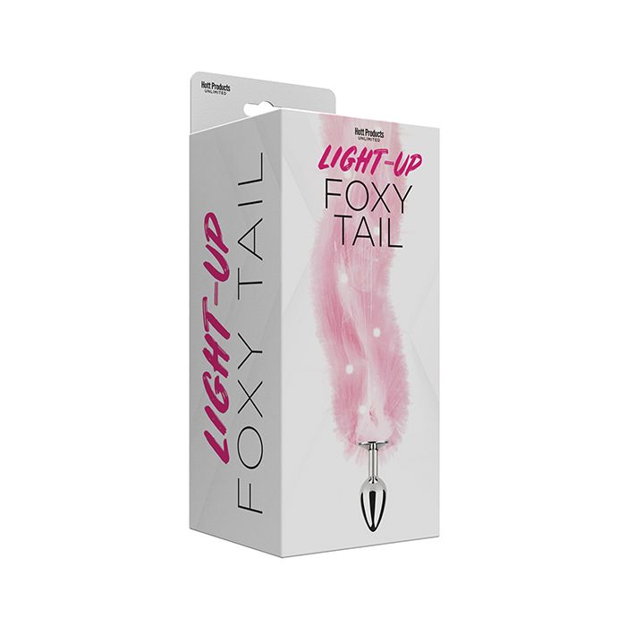 Foxy Tail Light Up Faux Fur Butt Plug - Pink